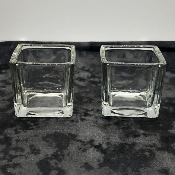 🔮 5/$25 Vintage Glass Square Candle/Matchstick Holders - Picture 1 of 7